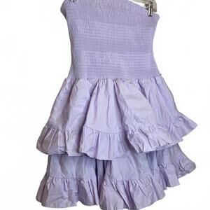 NWT Mable Light purple strapless smocked ruffle dress size L - Cute!
